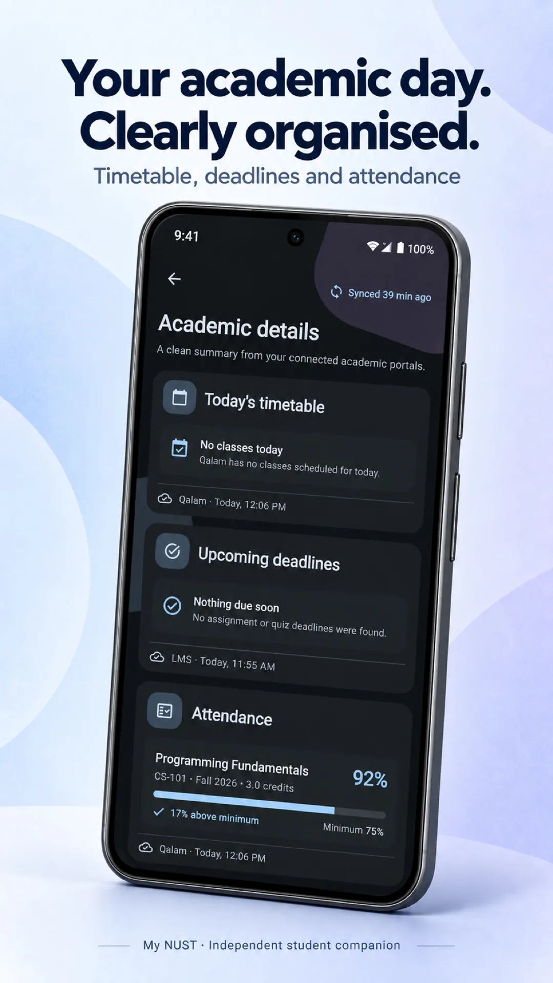 My NUST student app screen from the project gallery